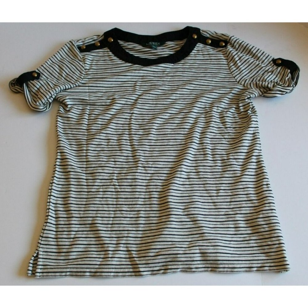 Lauren Ralph Lauren Striped Shirt Size Medium Button Accents